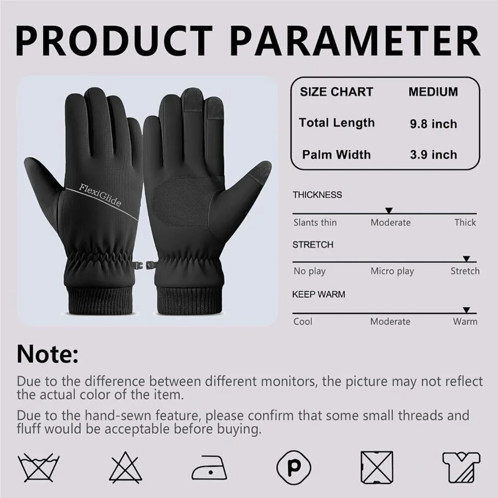 Women's Jet Black Winter Warm Imported Fleece Lining Cozy Wool Knit Thick Gloves